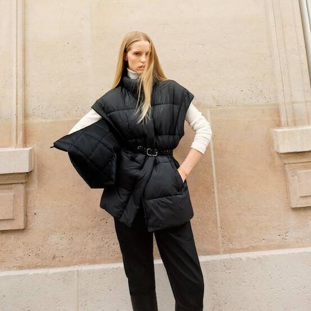 Massimo Dutti Black Puffer Vest